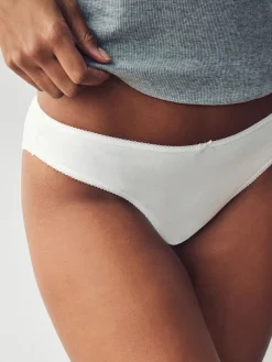 Next High Leg Cotton Rich Knickers 5 Pack White Sale