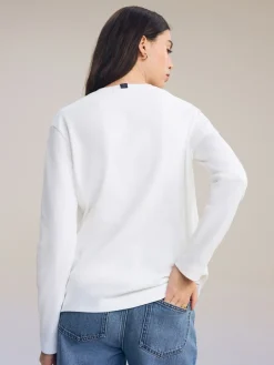 Next White Long Sleeve Heavyweight Crew Neck T-Shirt Sale