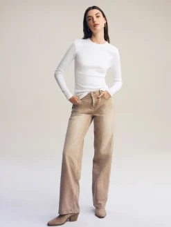 Next White Long Sleeve Ribbed Crew Neck Top Sale