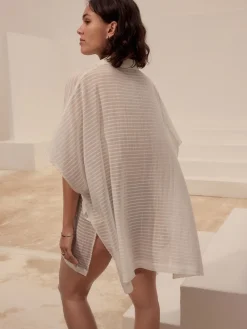 Next Longline Overhead 100% Cotton Shirt Cover-Up White New