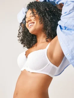 Next Pad Balcony DD+ Lace Bra White Sale