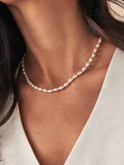 Next White Pearl Effect Short Necklace Online