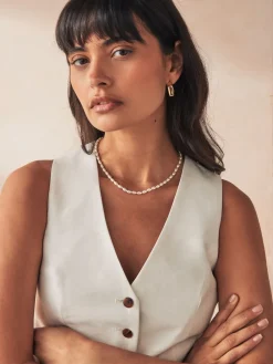 Next White Pearl Effect Short Necklace Online