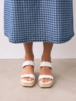 Next Premium Leather Craft Wedge Heels White Discount