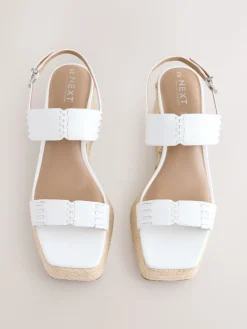 Next Premium Leather Craft Wedge Heels White Discount