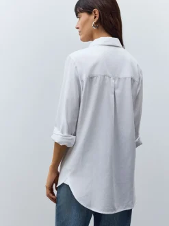 Next Relaxed 100% Cotton Button Down Casual Long Sleeve Shirt White