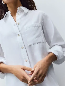 Next Relaxed 100% Cotton Button Down Casual Long Sleeve Shirt White