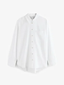 Next Relaxed 100% Cotton Button Down Casual Long Sleeve Shirt White
