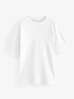Next White Relaxed Fit Heavyweight Longline T-Shirt