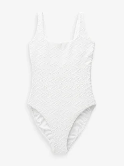 Next White Scoop Neck Tummy Control Swimsuit New