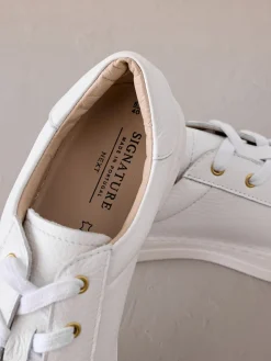 Next Signature Premium Leather Lace-Up Trainers White Discount