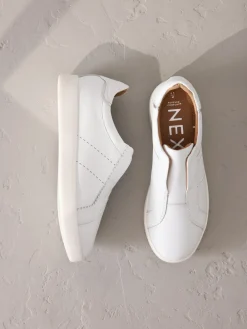 Next Signature Premium Leather Laceless Slip-On Trainers White Outlet
