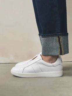 Next Signature Premium Leather Laceless Slip-On Trainers White Outlet