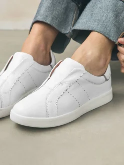 Next Signature Premium Leather Laceless Slip-On Trainers White Outlet