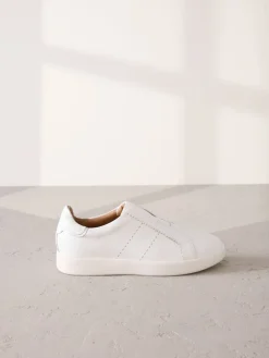 Next Signature Premium Leather Laceless Slip-On Trainers White Outlet