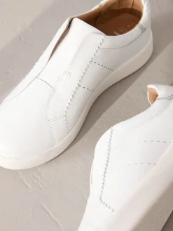 Next Signature Premium Leather Laceless Slip-On Trainers White Outlet