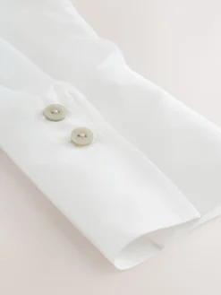 Next Soft Revere Collar Long Sleeve Shirt White Clearance