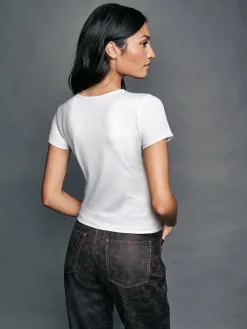 Next White Soft Touch Slinky Nylon Crew Neck Short Sleeve Top