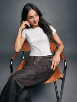 Next White Soft Touch Slinky Nylon Crew Neck Short Sleeve Top