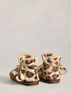 White Stuff Faux Fur Bootie Slippers Animal