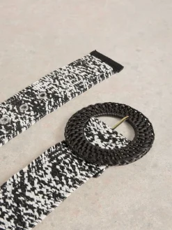 White Stuff Raffia Belt Black Discount