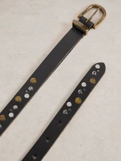 White Stuff Black Studded Western Belt