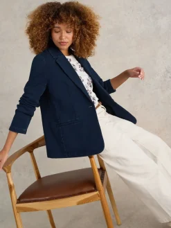 White Stuff Evelyn Jersey Blazer Blue Best