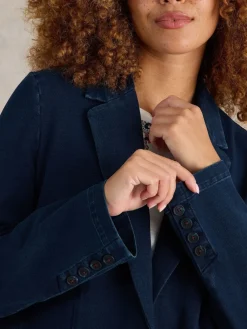 White Stuff Evelyn Jersey Blazer Blue Best
