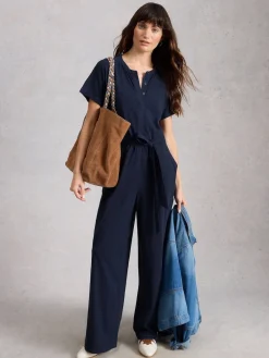 White Stuff Sandy Jersey Jumpsuit Blue Best