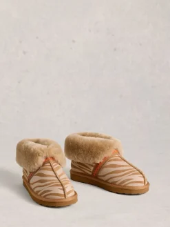 White Stuff Brown Suede Shearling Slipper Boots Online