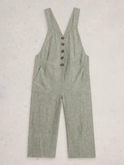White Stuff Viola Linen Dungaree Green Discount