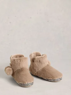 White Stuff Faux Fur Bootie Slippers Natural Outlet