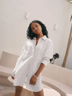 Next Textured Cornelli Cover-Up Shirt White Hot