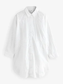 Next Textured Cornelli Cover-Up Shirt White Hot