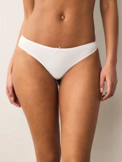 Next White Thong Cotton Rich Knickers 5 Pack Clearance