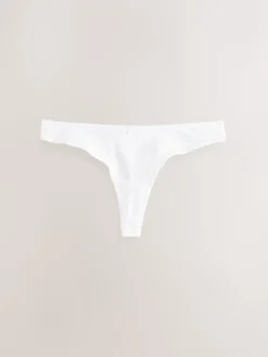Next White Thong Cotton Rich Knickers 5 Pack Clearance