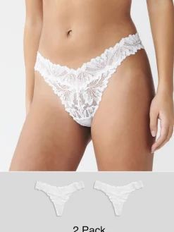 Next White Thong Ultimate Comfort Lace Knickers 2 Pack Online