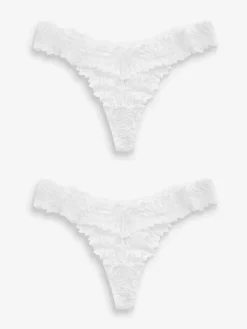 Next White Thong Ultimate Comfort Lace Knickers 2 Pack Online