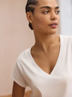 Next White V-Neck Cap Sleeve T-Shirt Clearance