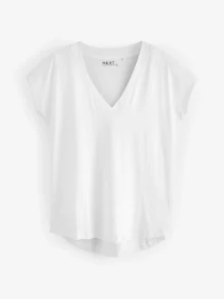 Next White V-Neck Cap Sleeve T-Shirt Clearance
