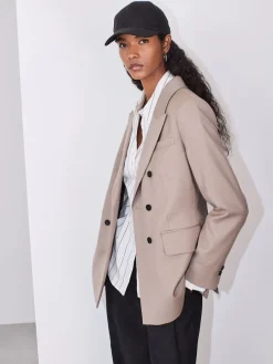 Next Cinched Waist Fitted Shirt White/Black Stripe New