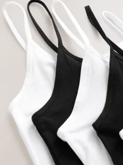 Next White/Black Thin Strap Vests 5 Pack