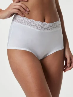 Next White/Black/Grey Full Brief Cotton Lace Knickers 4 Pack New