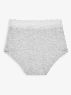 Next White/Black/Grey Full Brief Cotton Lace Knickers 4 Pack New