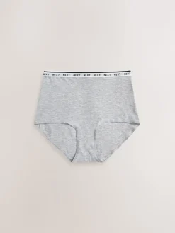 Next White/Black/Grey Full Brief Cotton Logo Knickers 4 Pack New