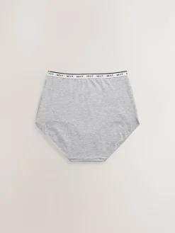 Next White/Black/Grey Full Brief Cotton Logo Knickers 4 Pack New