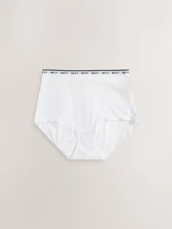 Next White/Black/Grey Full Brief Cotton Logo Knickers 4 Pack New