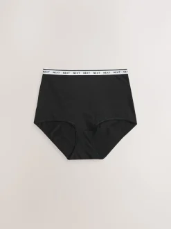 Next White/Black/Grey Full Brief Cotton Logo Knickers 4 Pack New