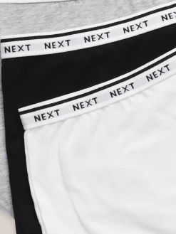 Next White/Black/Grey Full Brief Cotton Logo Knickers 4 Pack New