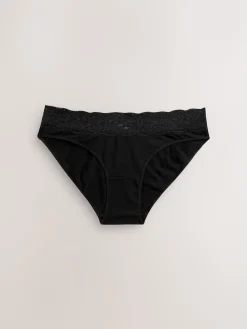 Next White/Black/Grey High Leg Cotton Lace Knickers 4 Pack Hot